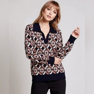 Philosophy Republic Clothing NWT Brown Pink Retro Geometric Sweater Size Large